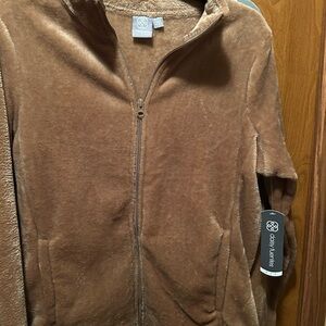 Daisy Fuentes Tan Fleece Jacket New  with Tags